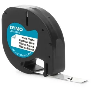 Fita para Rotulador Eletrônico Imex DYMO Letratag Poliéster 12mm X 4m Preto e Branco Fita para Rotulador Eletrônico Imex DYMO Letratag 12mm X 4m Preto