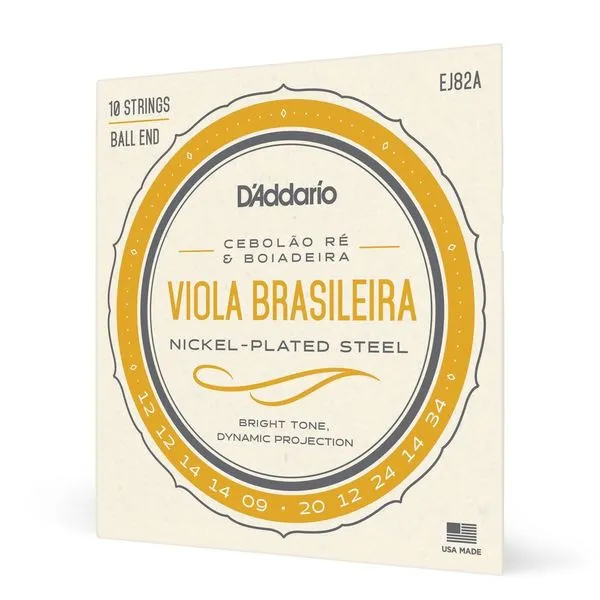 Encordoamento Viola Brasileira EJ82A Nickel-plated Steel Tensão Média 10 Cordas D'Addario Encordoamento Viola Brasileira EJ82A Nickel-plated Steel D'Addario