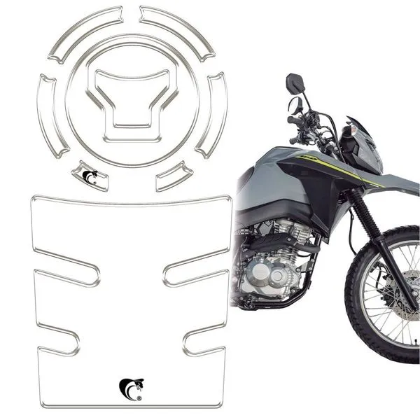 Kit Protetor de Tanque e Bocal Resinado para Honda NXR Bros 160 2025-2026 Transparente Teu Adesivo Kit Protetor Tanque e Bocal Resinado Bros 160 2025-2026 Transparente Teu Adesivo