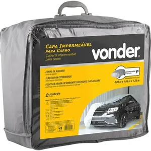 Capa Impermeável para Carro Tamanho P Cinza 4,06m X 1,65m X 1,20m com Elástico e Forro de Algodão Vonder Capa Impermeável para Carro Tamanho P Cinza com Elástico e Forro de Algodão Vonder