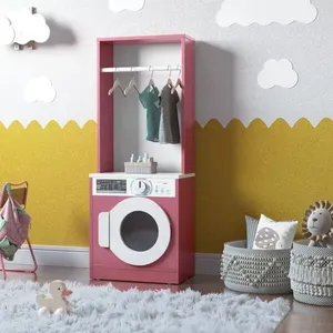 Lavanderia Infantil Diana Maquina De Lavar Com Cabideiro Branco E Rosa