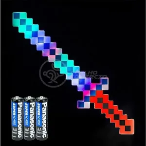 Kit Brinquedo Espada Pixel Minecraft 58cm C/Som Luz+3 Pilhas