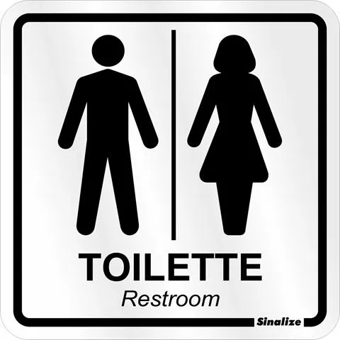 Placa Toilette Unissex 15x15cm em Alumínio
