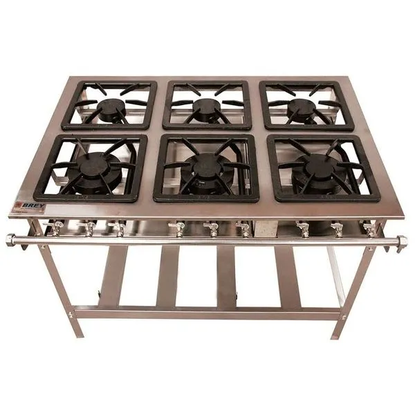Fogão 6 Bocas 3 Duplas Inox Stand Metal Brey Baixa Pressão 106-3d - I