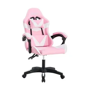 Cadeira Gamer Kloof KL1 Giratória 360 graus Reclinável 135 graus Couro PU Branco e Rosa Cadeira Gamer Kloof KL1 Giratória Reclinável Couro PU Branco e Rosa