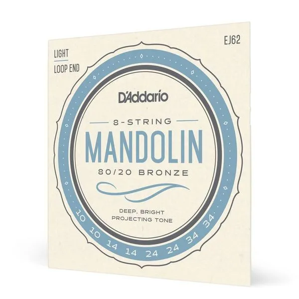 Encordoamento para Bandolim EJ62 Bronze 80-20 Tensão Leve Roundwound D'Addario Encordoamento Bandolim EJ62 Bronze 80-20 Leve D'Addario