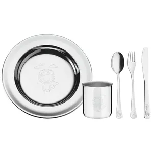 Kit Infantil Tramontina para Refeição em Aço Inox 5 Peças Unissex Baby Friends