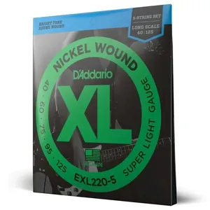 Encordoamento para Contrabaixo EXL220-5 Cordas XL Nickel Wound Escala Longa D'Addario Encordoamento Contrabaixo EXL220-5 Cordas XL Nickel Wound D'Addario