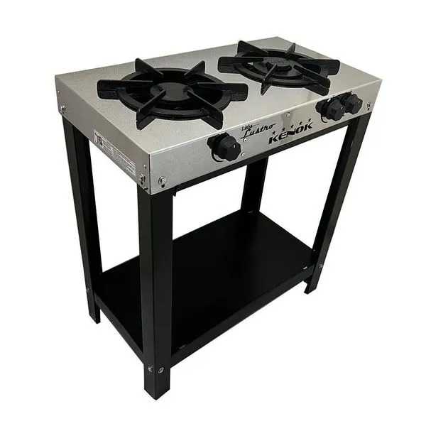 Fogão Industrial 2 Bocas Inox Baixa Pressão Lustro Kenok