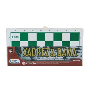 Jogo De Tabuleiro Xadrez E Dama Estojo Madeira Pais E Filhos