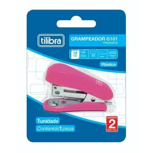 Grampeador Tilibra G101 Pequeno com Capacidade para Até 12 Folhas, Ação Suave e Tamanho Compacto Rosa Escuro Grampeador Tilibra G101 Pequeno com Capacidade para Até 12 Folhas e Tamanho Compacto Rosa Escuro