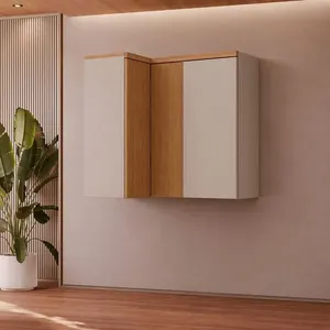Armário Aéreo 93cm 3 Portas Linea brasil Allure | Jequitiba/Gris Fosco