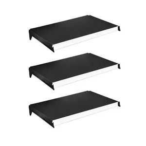 Kit 3 Bandejas Prateleiras 40x91 New Plus com Porta Etiquetas Branco Preta SA Gôndolas Kit 3 Bandejas Prateleiras 40x91 New Plus Preta com Porta Etiquetas SA Gôndolas