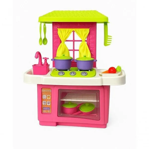 Kit Cozinha Infantil Forno Pia Fogão com Acessórios Rosa Lua de Cristal