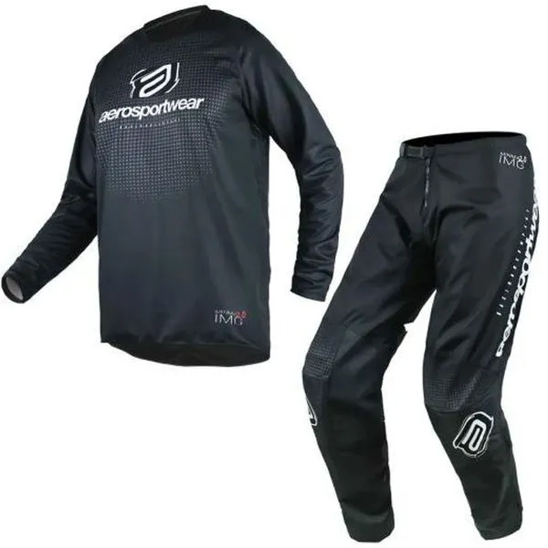 Conjunto Calça e Camisa para Motocross Off-Road ASW Racing Image Minimal Poliéster 600D Rip Stop 42-M Preto Adulto Conjunto para Motocross Off-Road ASW Racing Image Minimal Poliéster 600D 42-M Preto Adulto