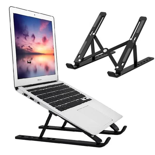 Suporte para Notebook e Tablet Suporte Ergonômico Dobrável com Regulagem de Altura Antiderrapante Preto Yeet Suporte para Notebook e Tablet Suporte Ergonômico Dobrável com Regulagem de Altura Preto Yeet