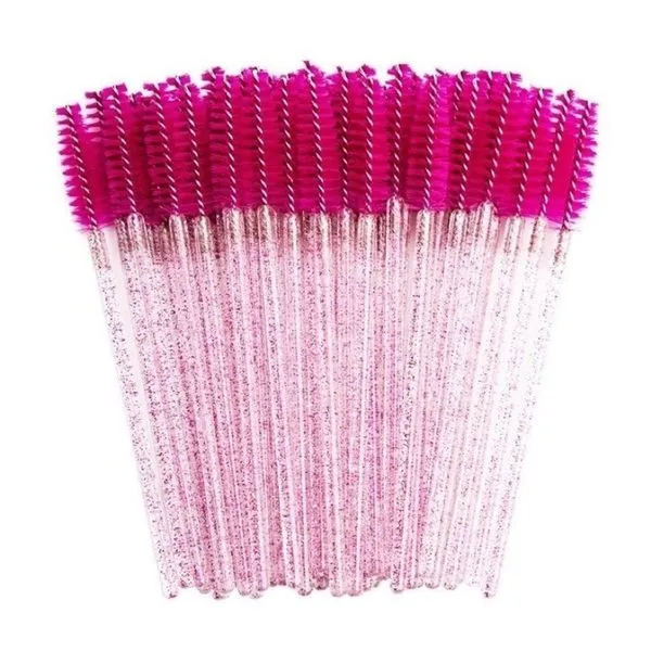 Kit 50 Escovinhas Descartáveis Glitter para Extensão de Cílios e Sobrancelha Cabeça Flexível Pink OEM Kit 50 Escovinhas Descartáveis Glitter para Cílios e Sobrancelha Cabeça Flexível Pink OEM