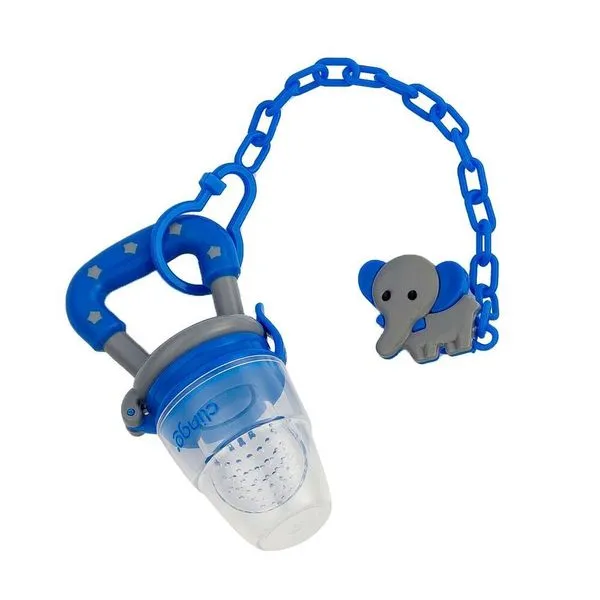Porta Frutas com Prendedor de Chupeta Infantil Clingo para Introdução Alimentar Azul Brasgroup Porta Frutas com Prendedor de Chupeta Infantil Clingo Azul para Introdução Alimentar Brasgroup