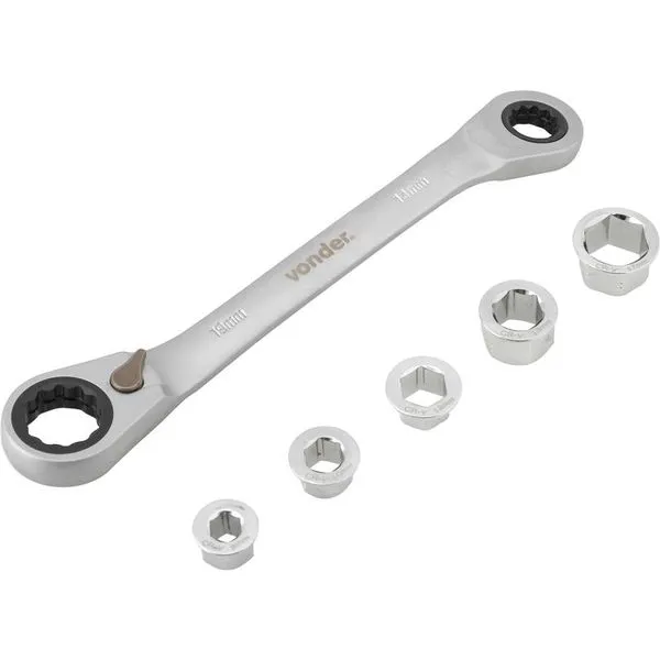 Jogo de chaves estrela com catraca 8 mm a 19 mm e soquete intercambiável - VONDER