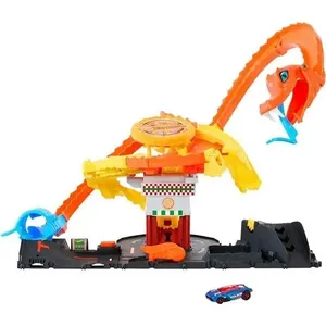 Pista Hot Wheels City Ataque de Cobra Vs Pizzaria com Cobra Gigante Mattel