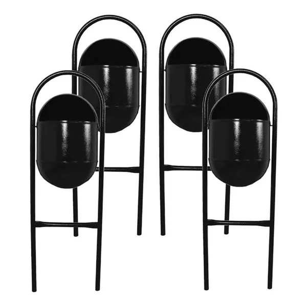 Kit 4 Lixeiras Portugal Fechadachapa 25L Aço Carbono para Parque e Calçada 115cm Preta Santa Edwirges Kit 4 Lixeiras Portugal Fechadachapa 25L Aço Carbono 115cm Preta Santa Edwirges