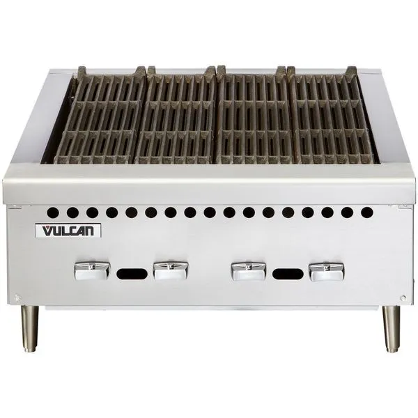 Charbroiler a Gás VCRB25 4 Queimadores Alta Potência Grelhas Ferro Fundido Reversíveis Inox Vulcan Charbroiler a Gás VCRB25 4 Queimadores Alta Potência Grelhas Ferro Fundido Inox Vulcan