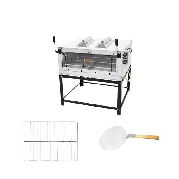 Forno a Gás Industrial Infra Roma Inox Firiv110 Venâncio com Pedra Refratária Grade Extra e Pá para Pizza Forno a Gás Industrial Infra Roma Inox Firiv110 Venâncio com Grade Extra e Pá para Pizza