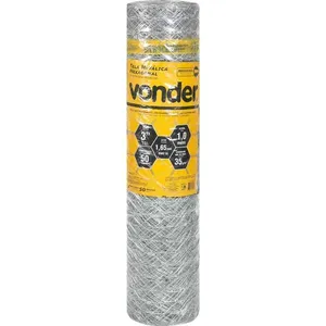 Tela Metálica Hexagonal Malha 3" 16 BWG x 1,0m 50 metros Mangueirão VONDER