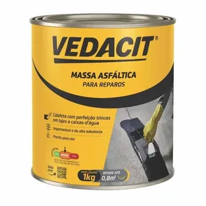 Massa Asfáltica para Reparos Carbolástico 2 Vedacit MASSA ASFALT REPAROS CARBOLASTICO 2 1KG LAJES E TELHADOS