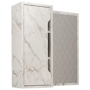 Espelheira Para Banheiro 60 Cm 1 Porta Bn3648 Marmore Branco Tecno Mobili Marmore Branco