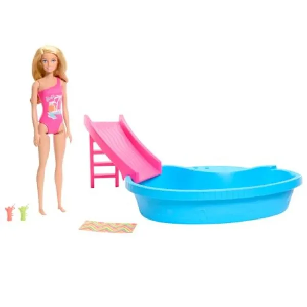 Barbie Estate Piscina Glam Com Boneca Loira