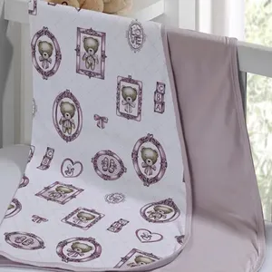 Cueiro Duplo Tecebem Baby Cristina Malha 100% Algodão Estampado Kinder 80cm X 90cm Rose