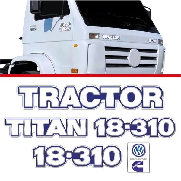 Kit Adesivo Titan Tractor 18-310 Caminhão Volkswagen Cummins Azul