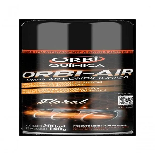 Limpa Ar Condicionado para Dutos e Filtros Orbiair Floral 200ML com Válvula de Travamento para Higienização Interna Limpa Ar Condicionado para Dutos Orbiair Floral 200ML para Sistema de Ar Veicular Orbic