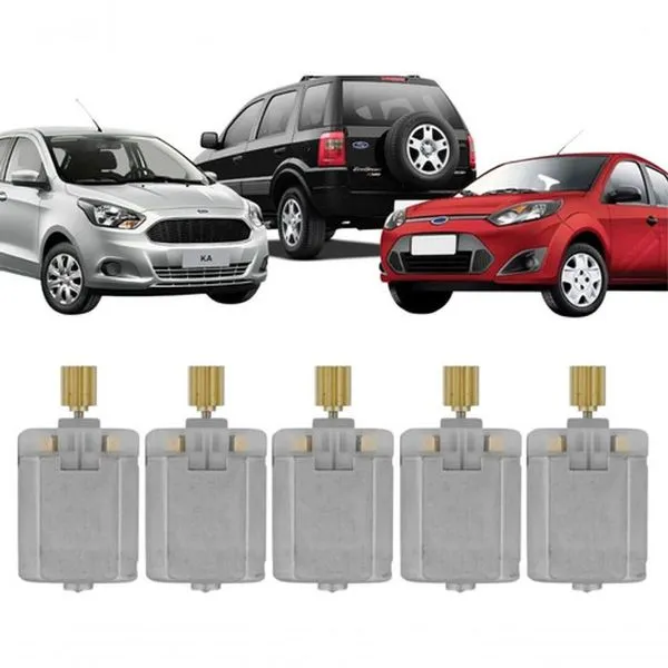 Kit 5 Motor de Fechadura Elétrica para Trava de Porta Modelo F103 Fiesta Ecosport KA com Engrenagem Metal 12 Dentes Kit 5 Motor de Fechadura Elétrica para Trava de Porta F103 Fiesta Ecosport KA Universal Automotive