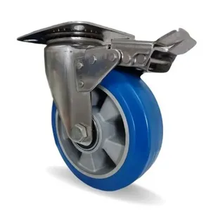 Rodízio Inox 8x2 Pu Elástico C-freio Capacidade 700kg
