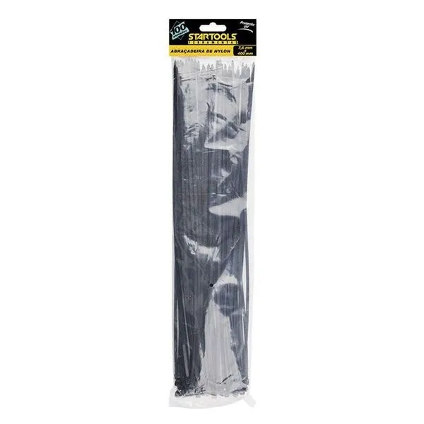 Abraçadeira de Nylon 40CM X 7,6MM com 50 UNIDADES Organização de Cabos e Fios Preta Startools