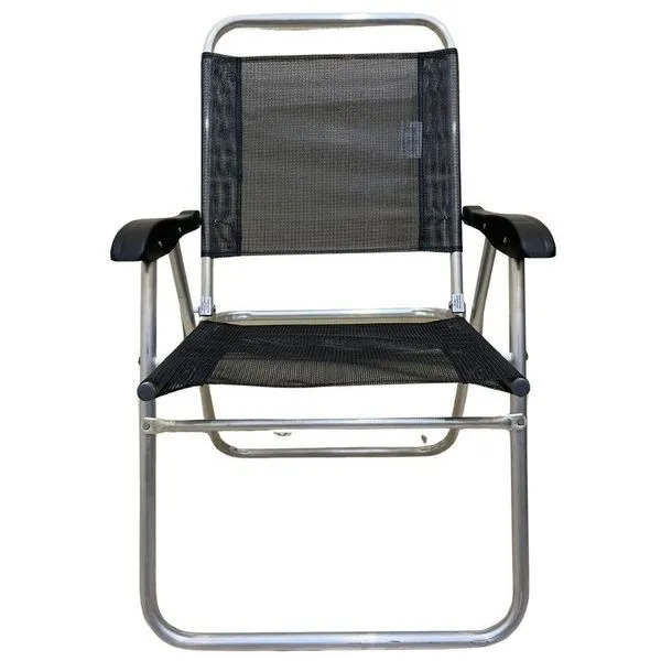 Cadeira De Praia Alta Sanete Encosto Alto Aluminio Ronchetti Preto