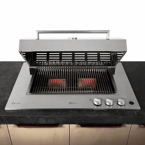 Churrasqueira a Gás Cooktop Fischer Ranch com Tampa Cor Inox Bivolt