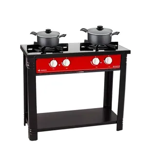 Kit Fogão Industrial 2 Bocas Duplas Bravo BR2BF Vermelho com 2 Caçarolas Turim Alumínio Antiaderente Venâncio Fogão Industrial 2 Bocas Duplas Bravo BR2BF Vermelho com Caçarolas Turim Alumínio Antiaderente