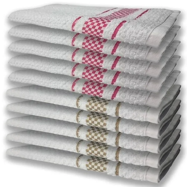 10 Panos De Prato Atoalhado Felpudo Premium 5 Rosa 5 Marrom