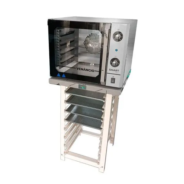 Kit Forno Turbo Elétrico de Convecção Metalúrgica Venâncio FCSB4E Aço Inox 55L com Bancada e Assadeiras Inox 220V Kit Forno Turbo Elétrico Metalúrgica Venâncio FCSB4E Aço Inox 55L com Bancada e Assadeiras 220V