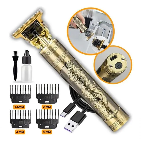 Maquininha Barbeador Elétrico Aquilae Retro Dragão Profissional Barba e Cabelo sem Fio Multifuncional Dourado Bivolt Maquininha Barbeador Elétrico Aquilae Retro Dragão Profissional Barba e Cabelo sem Fio Dourado