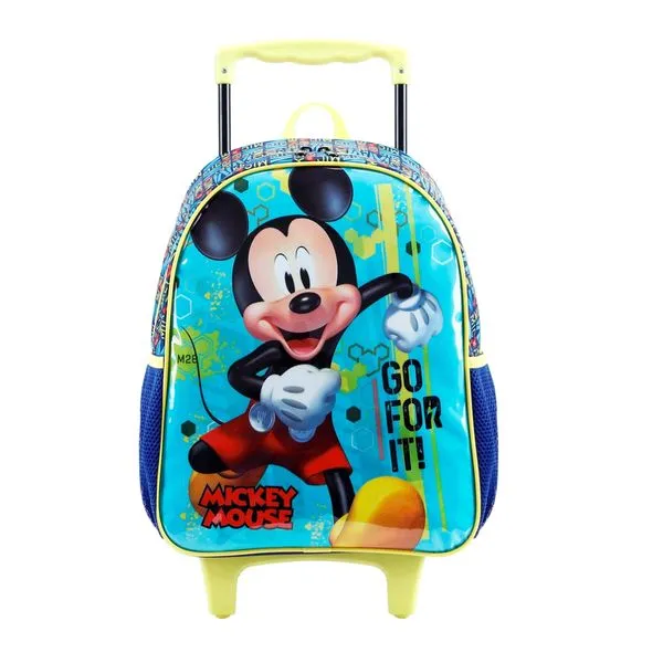 Mochila de Rodinhas Xeryus Escolar Mickey Original 1magnus Azul/Verde