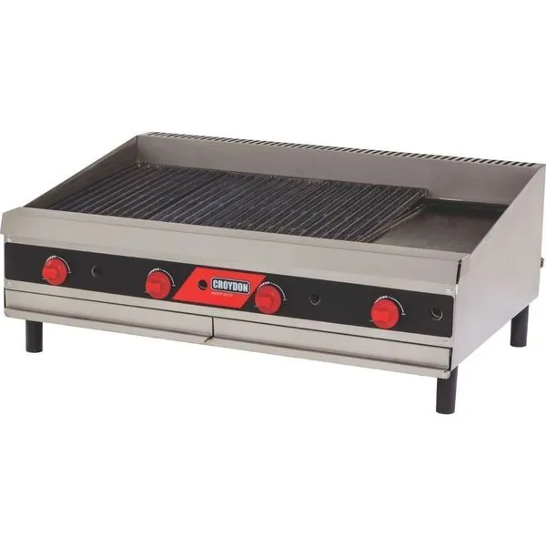 Char Broiler a Gás CCP4 98x47cm 4 Queimadores com Pedra Cerâmica Grelha Ferro Fundido Inox Croydon Char Broiler a Gás CCP4 98x47cm Pedra Cerâmica Ferro Fundido Inox Croydon