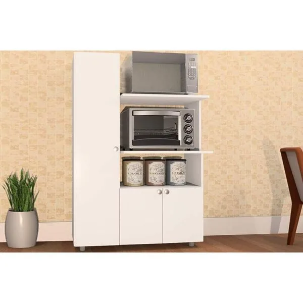 Balcão Multiuso Cozinha Âmbar 2 Fornos c/ 3 Portas 70cm Branco - Telasul
