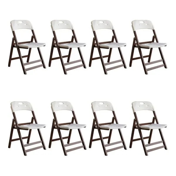 Conjunto 8 Cadeiras Dobráveis Elegance Imbuia Estrutura Madeira Assento Polipropileno Branco Mais Madeira Kit 8 Cadeiras Dobráveis Elegance Imbuia Estrutura Madeira Assento Polipropileno Branco Mais Madeira