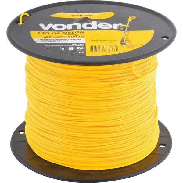 Fio Nylon 2,4mmx500m Redondo Roçadeiras E Aparadores Vonder