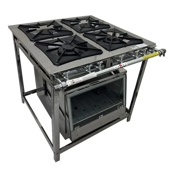 Fogão Industrial 4 Bocas Com Forno Inox Baixa Pressão Trabor Kenok