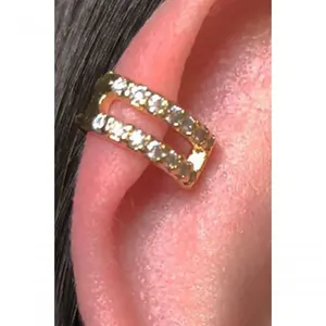 Piercing Fake Floratta Joias F027 Banhado em Ouro 18K 1,1CM Dourado Hipoalergênico Níquel Free Feminino Piercing Fake Floratta Joias F027 Banhado em Ouro 18K 1,1CM Dourado Hipoalergênico Feminino